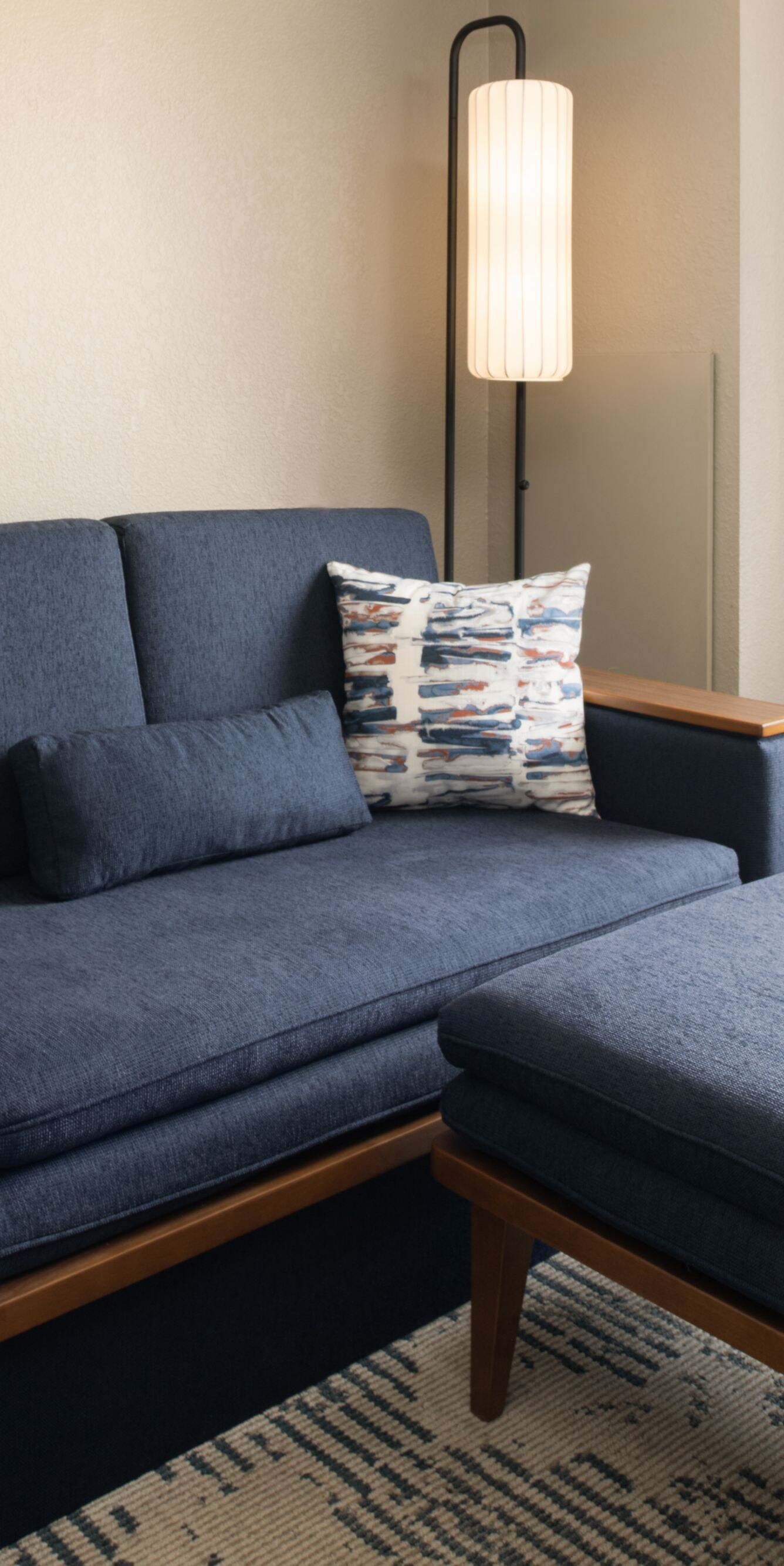 Sofa with ottoman and side table