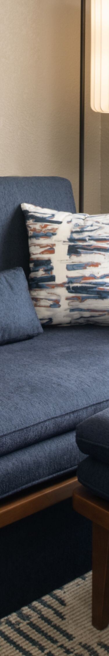 Sofa with ottoman and side table