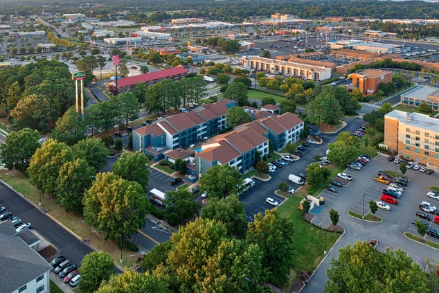 Rear Aerial View of Courtyard Hampton
