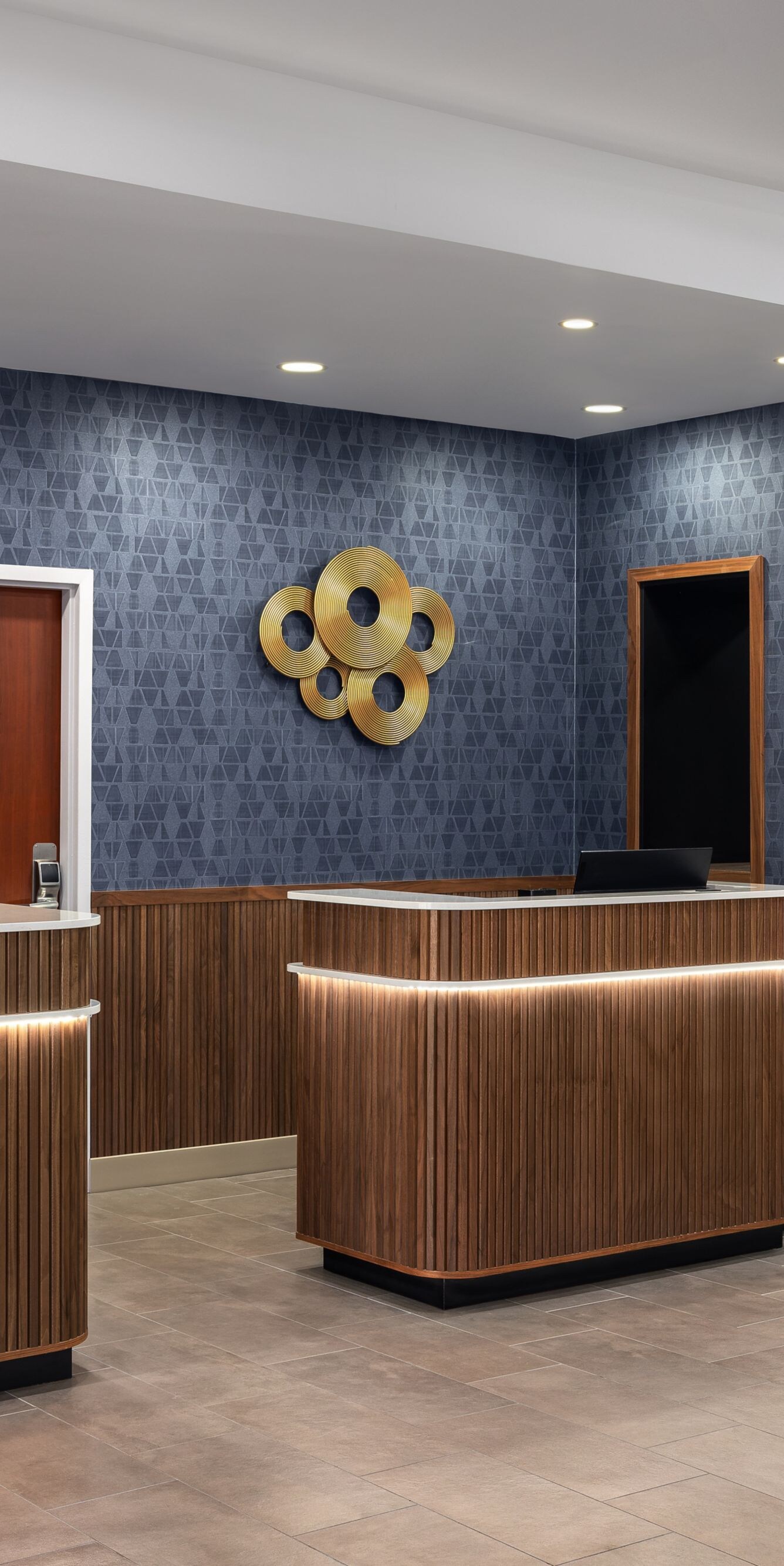 Reception desks and adjacent market