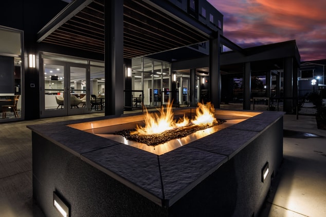 Outdoor firepit at sunset 