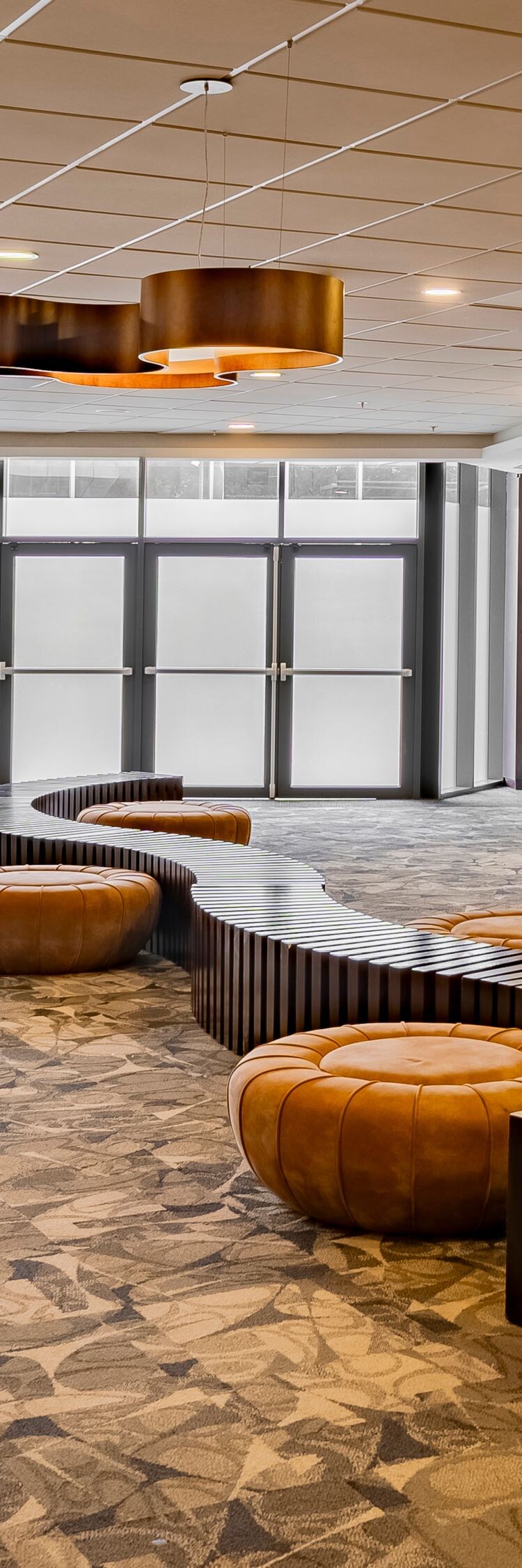 Lounge area with seating and coffee setup