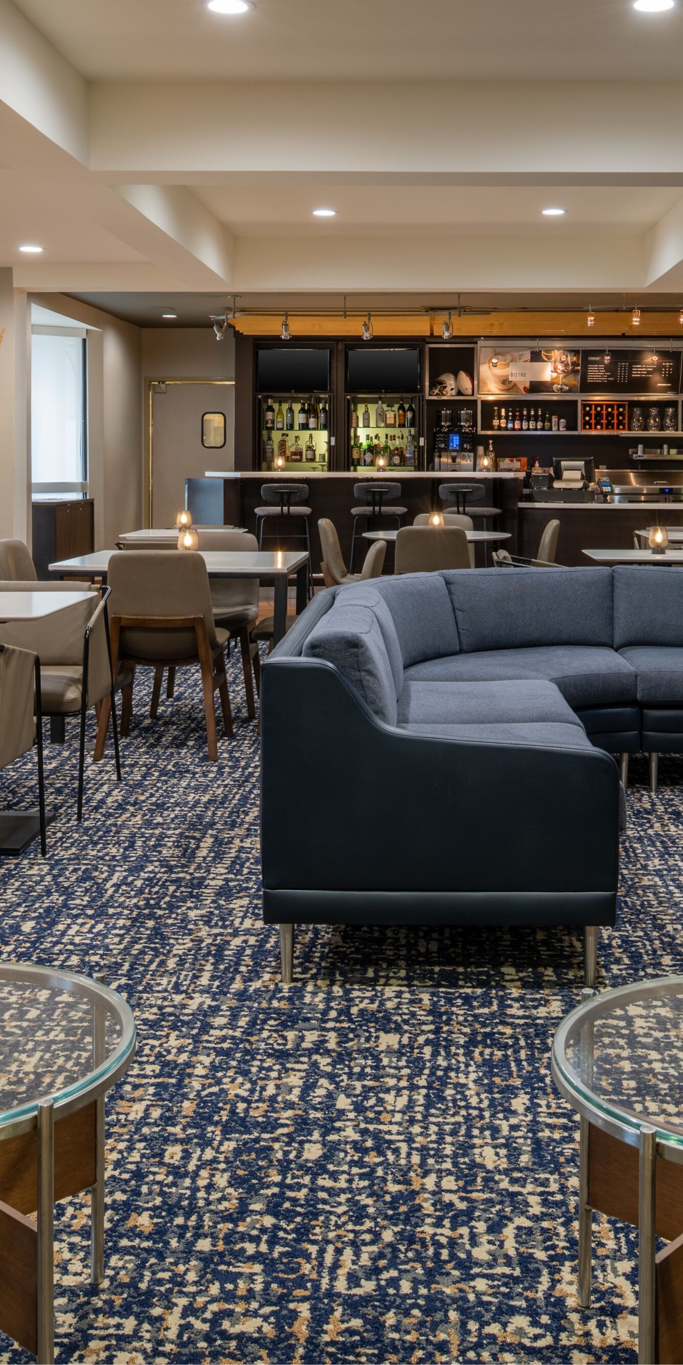 Lobby with seating and bistro bar
