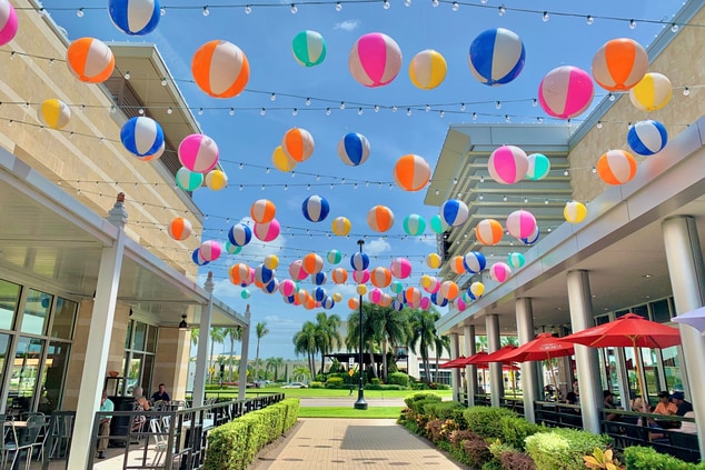 Balloons decor above walking way at UTC Sarasota