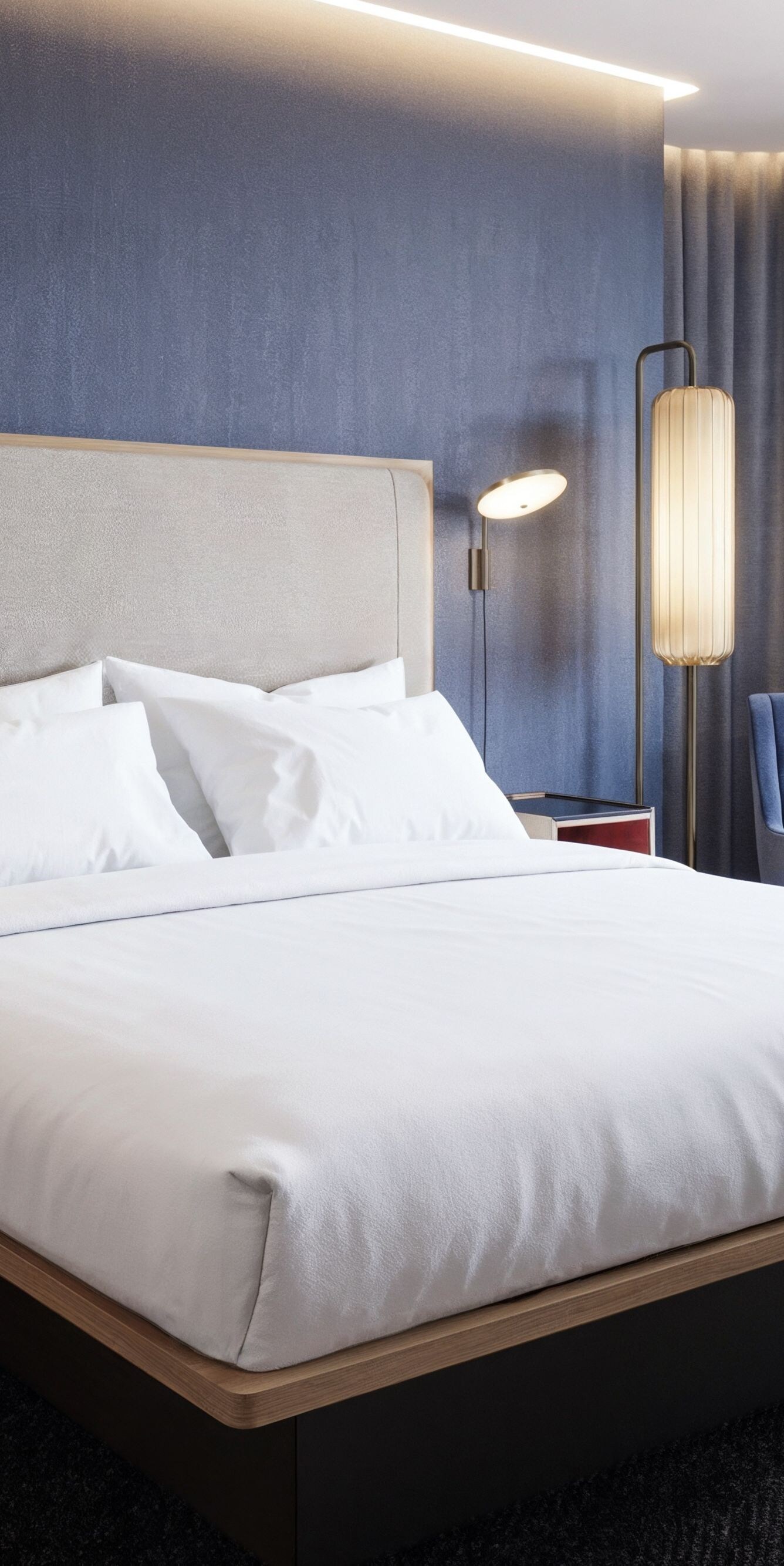 Cama de la habitación con cama tamaño King con luz suave