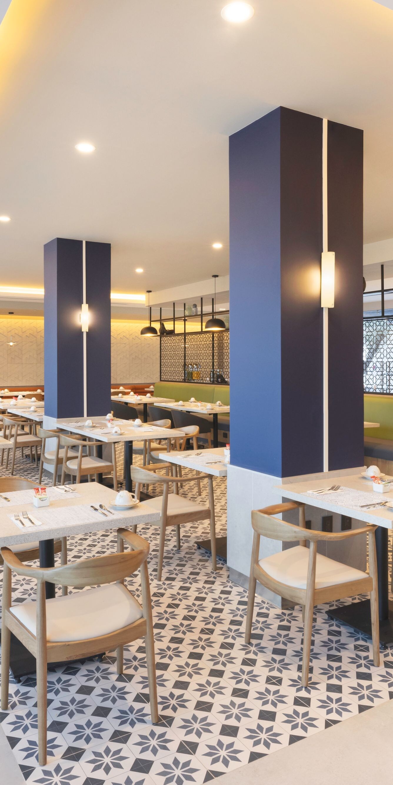 Restaurant with modern design and seating