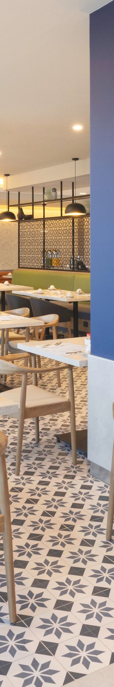 Restaurant with modern design and seating