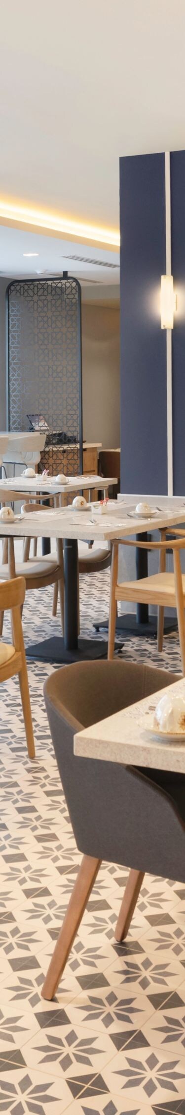 Restaurant with modern design and seating