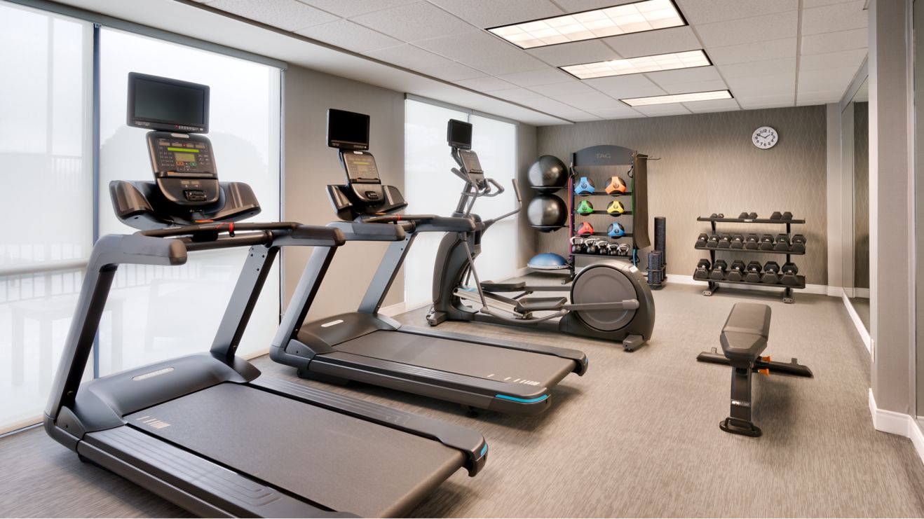 treadmills, workout equipment, weights