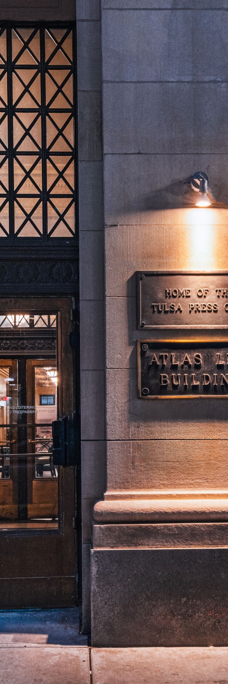 Hotel entrance at night