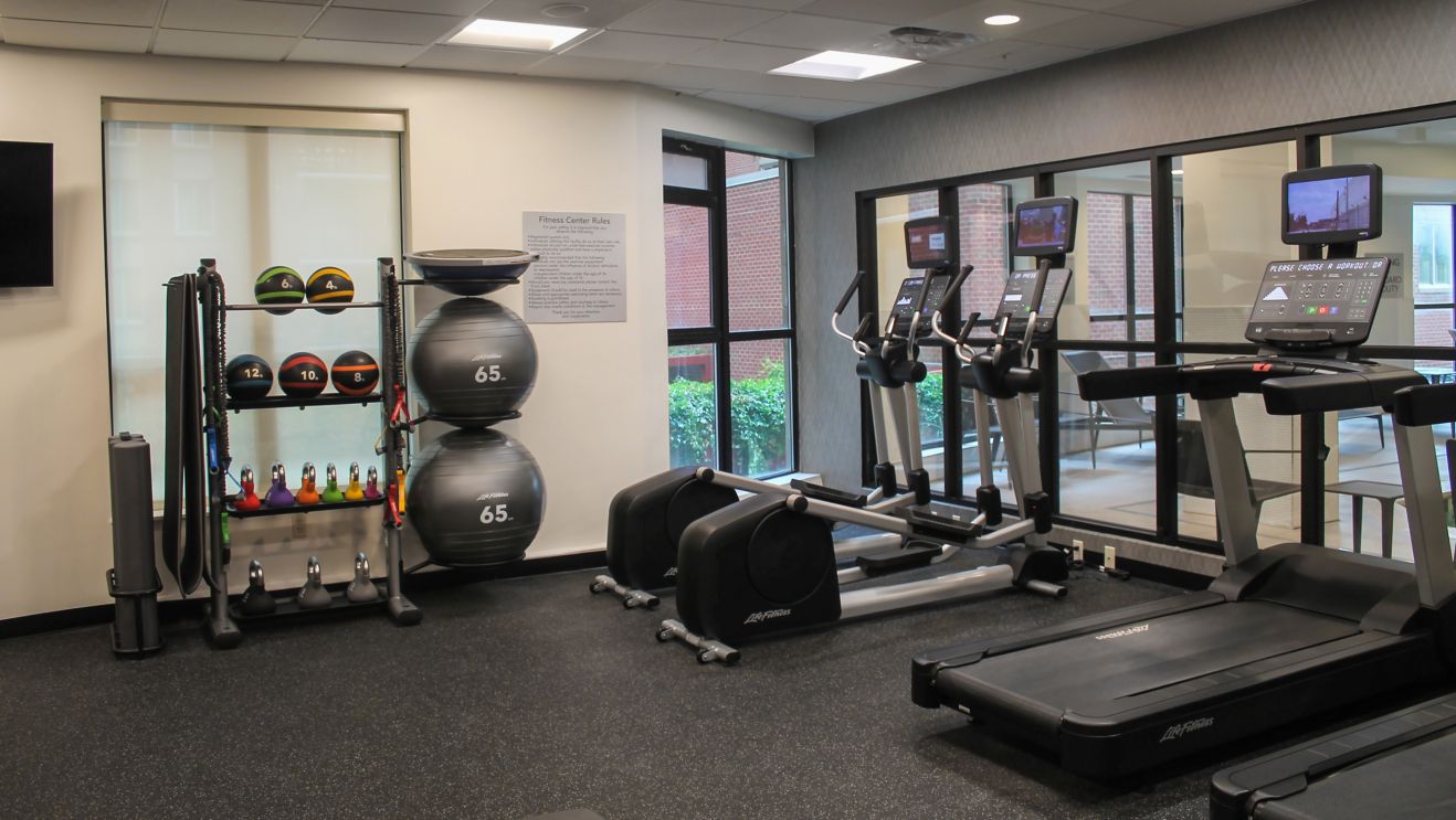 Fitness Center with weights, ellipticals, treadmil