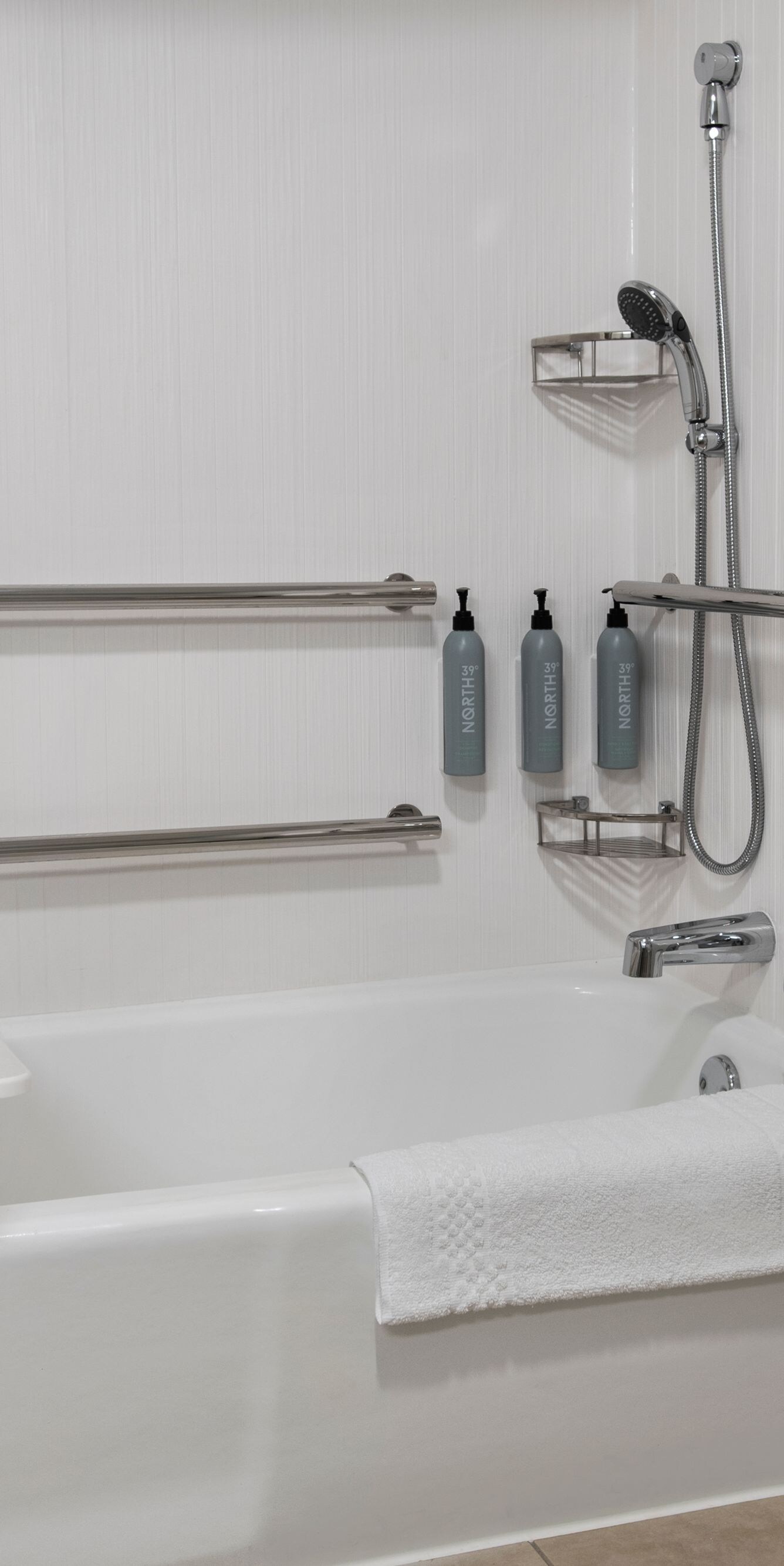  accessible tub with grab bars bathroom