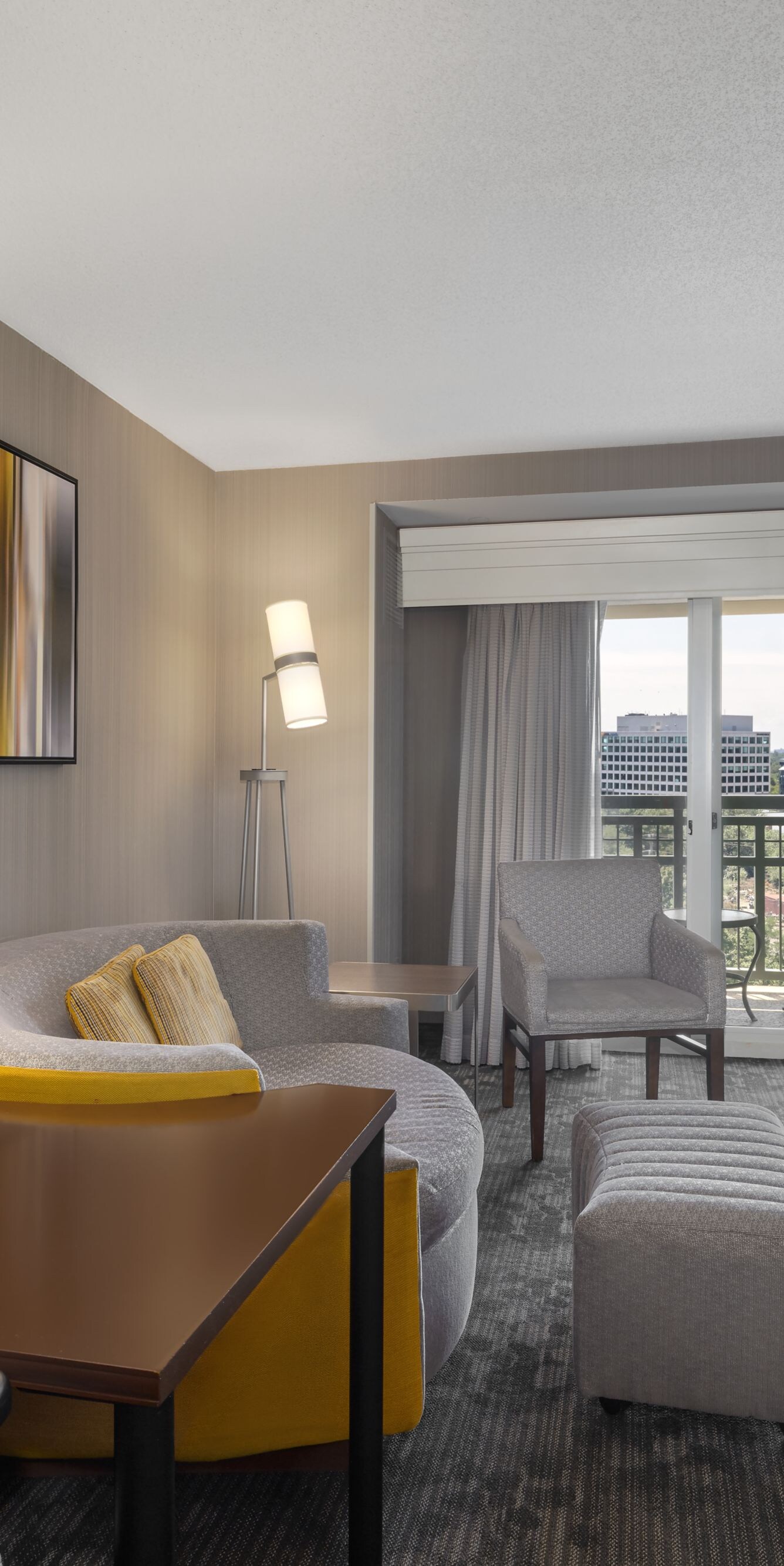 One-bedroom suite living room and balcony