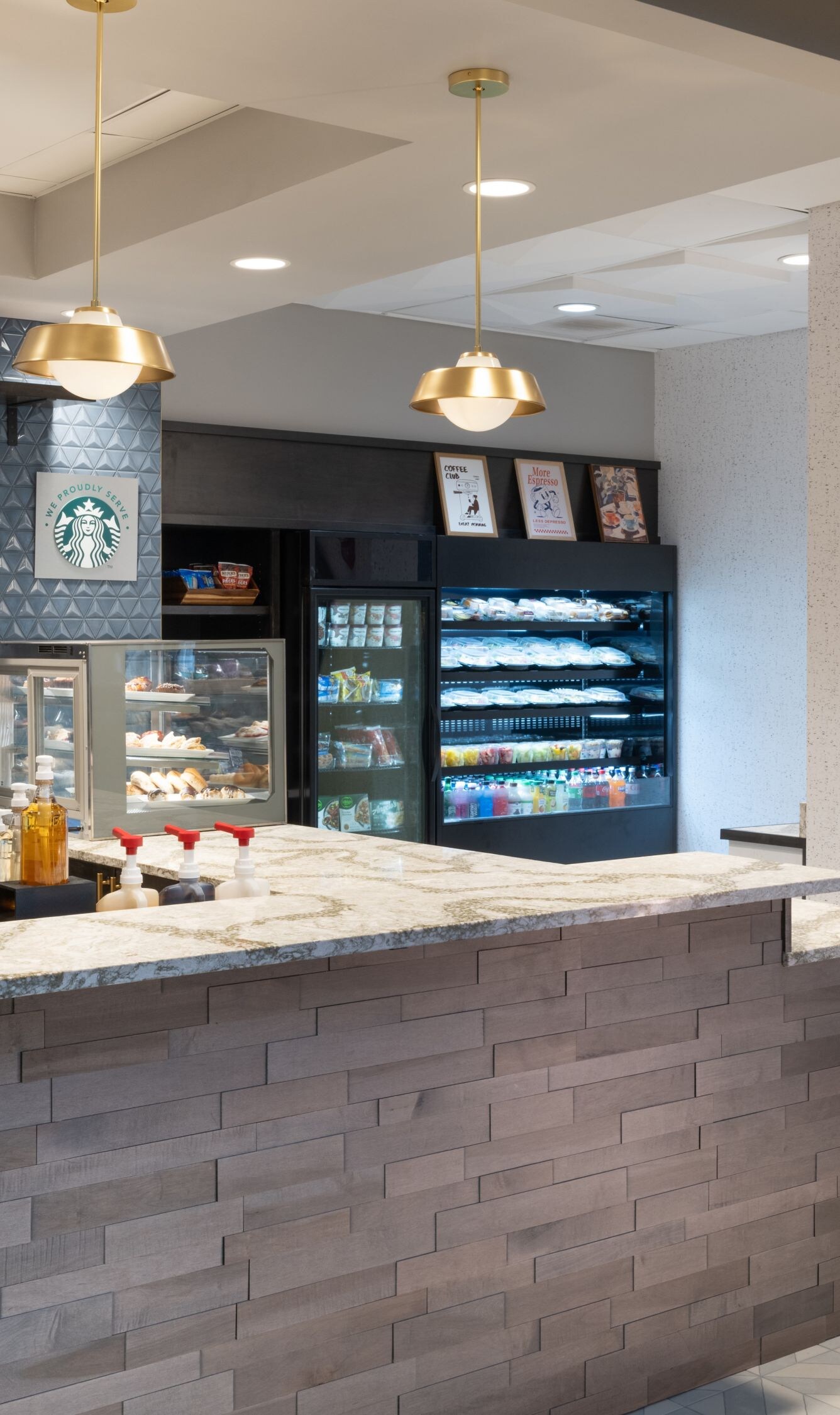 Coffee and fresh or warmed grab-and-go bites.
