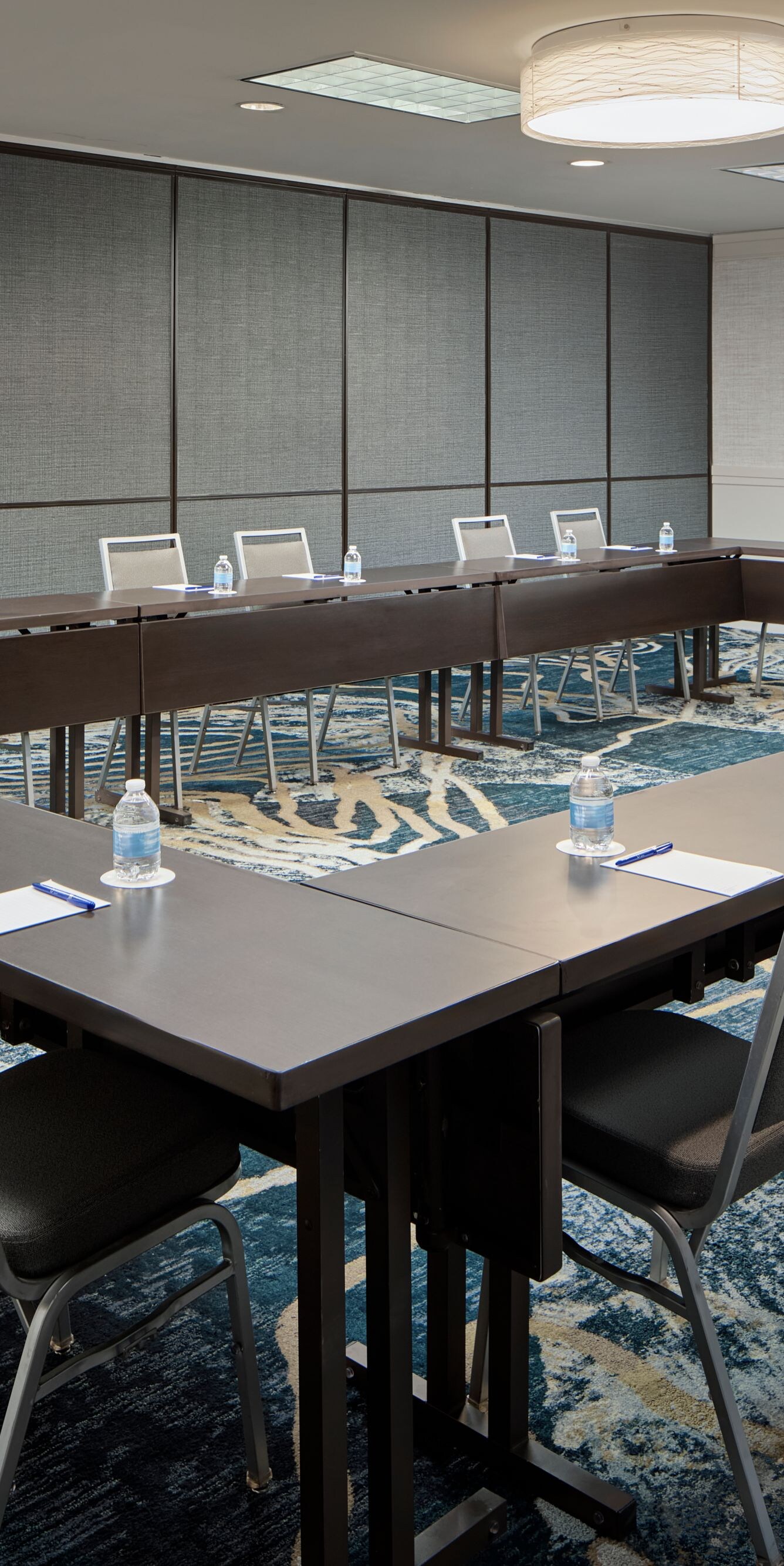 Sleek boardroom setting