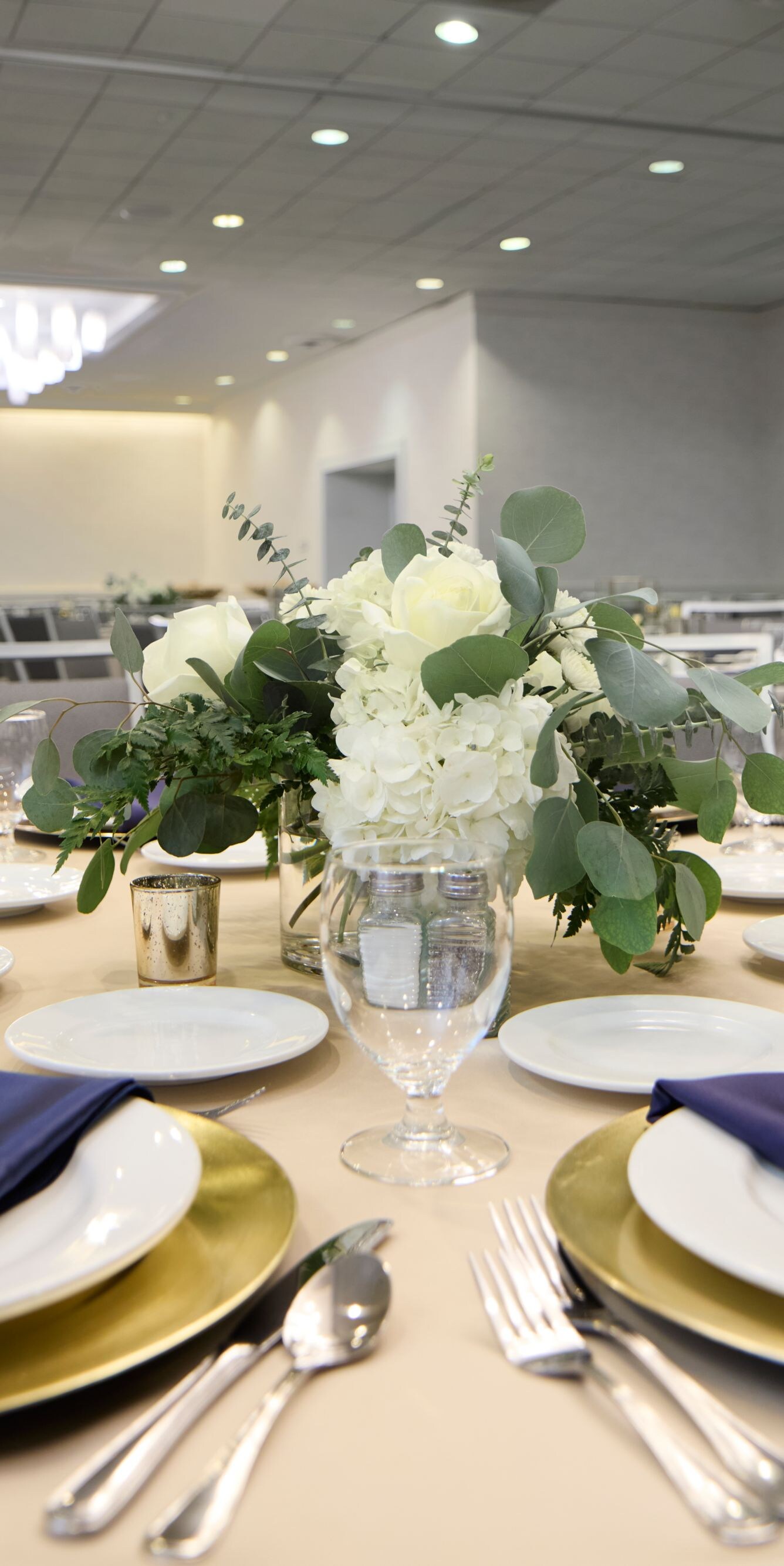 Table setting with plates and florals