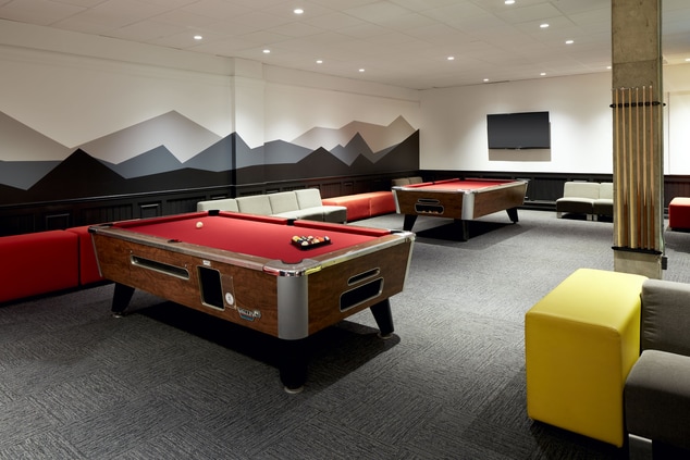 Beautiful games room with pool tables