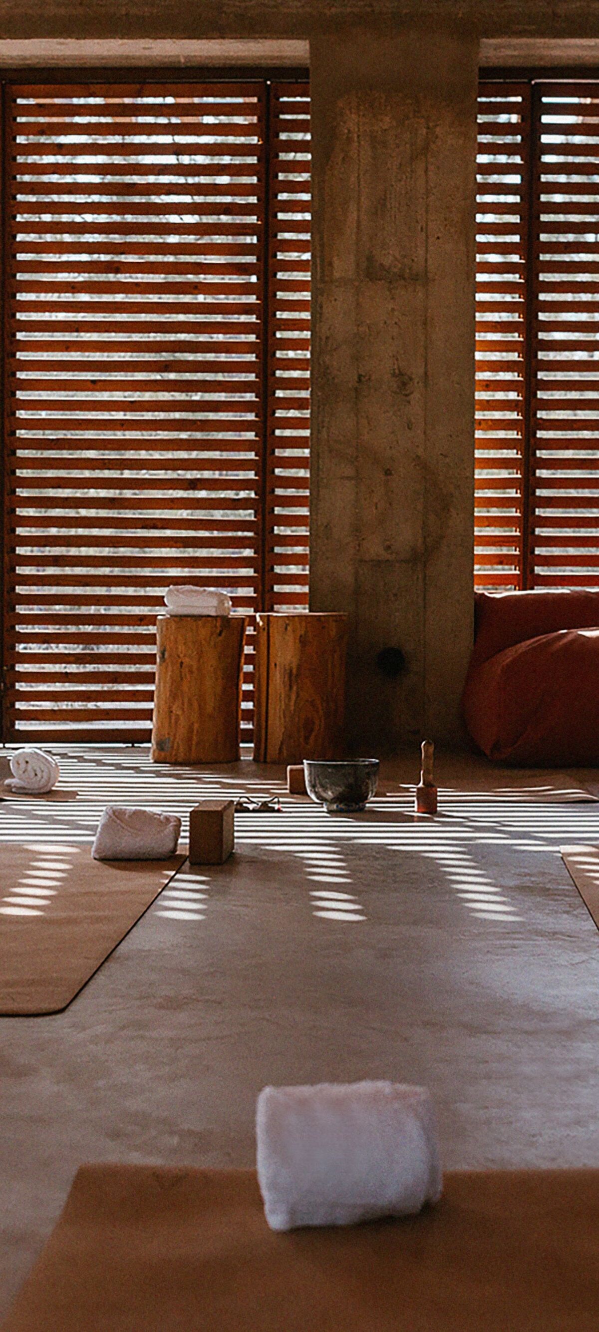 Yoga Pavillion, mats and cushions