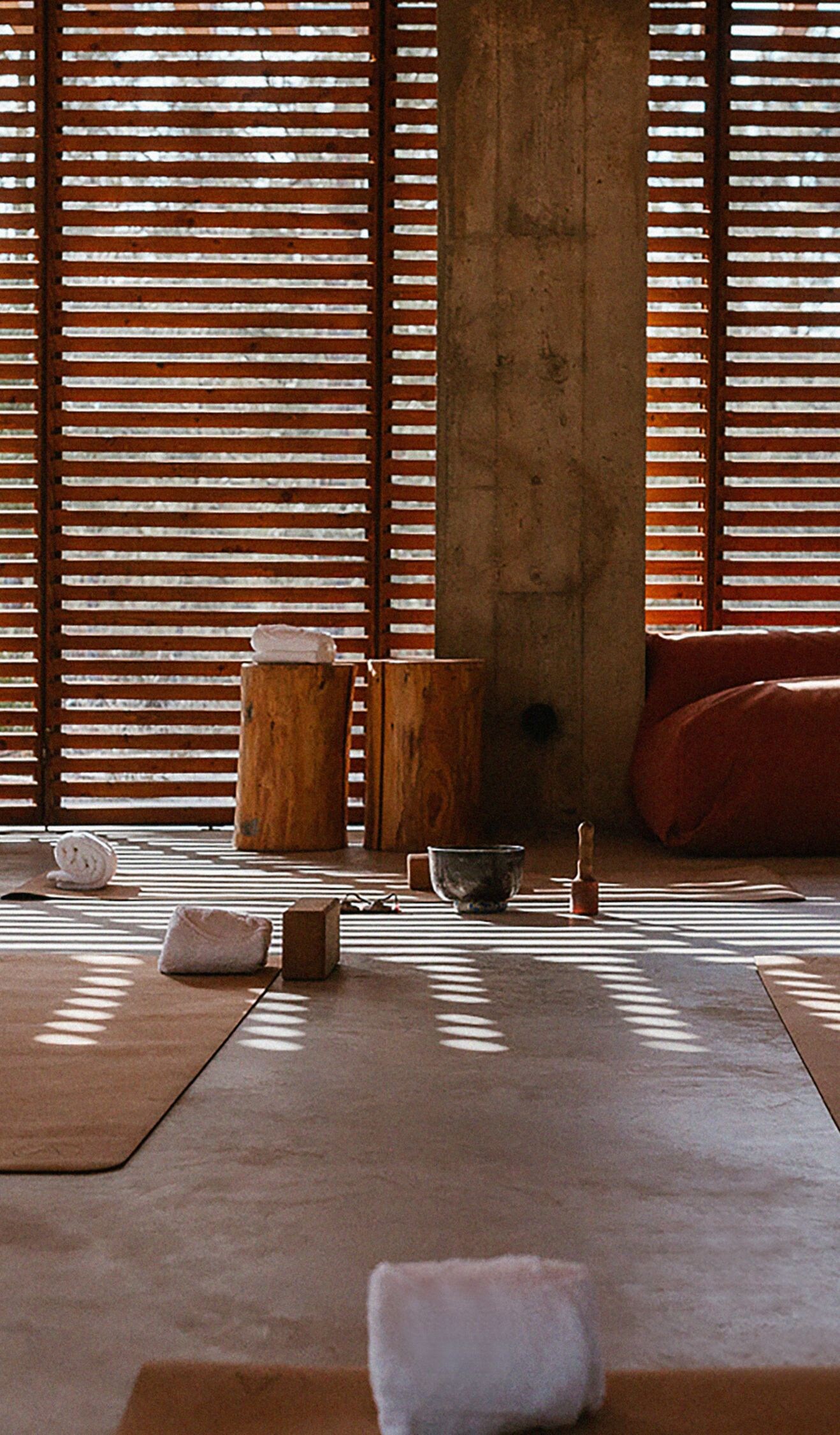 Yoga Pavillion, mats and cushions
