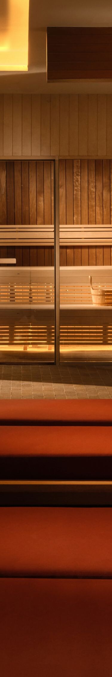 Sunbeds at the pool and sauna