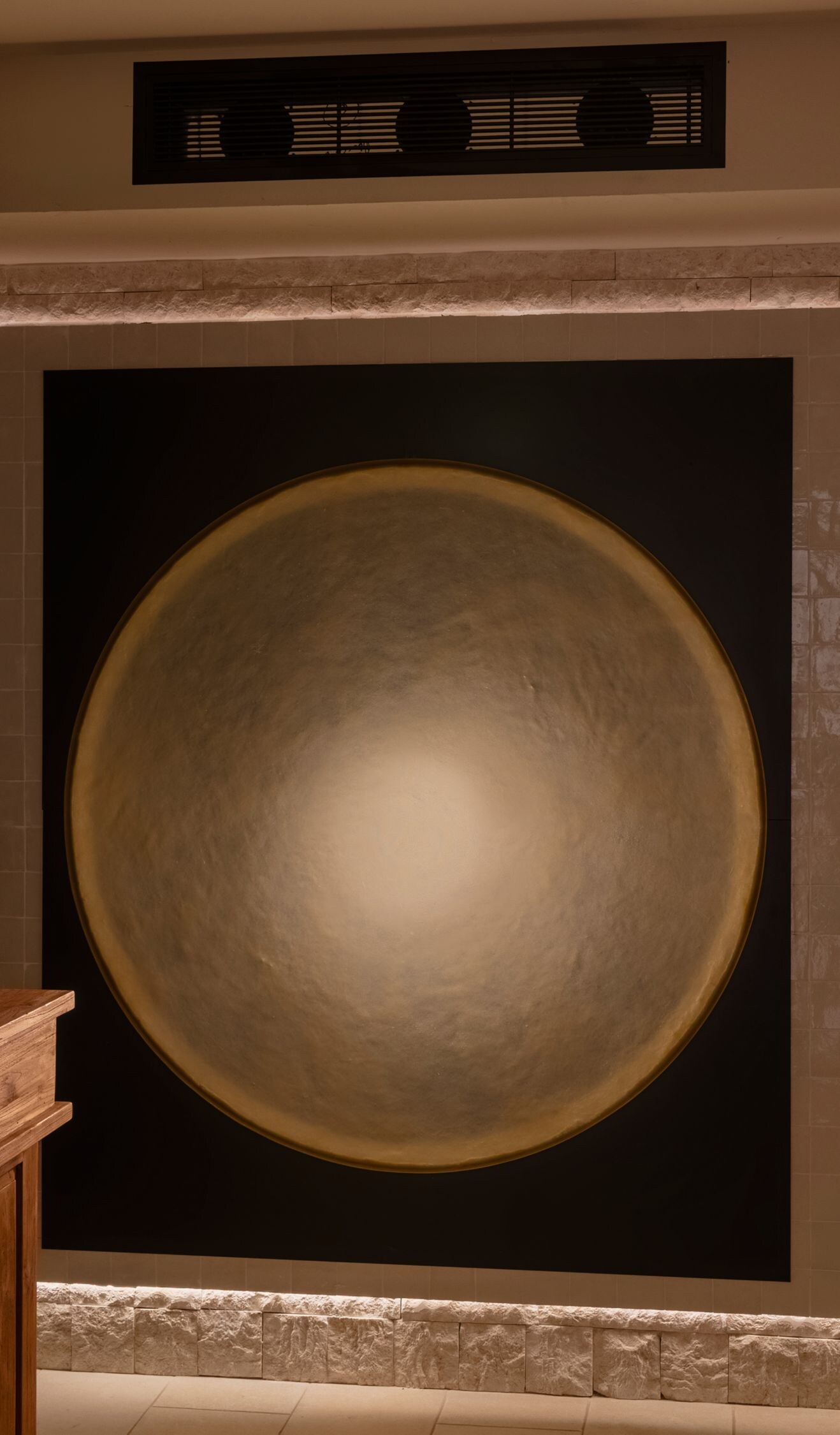 Spa reception with circular wall art
