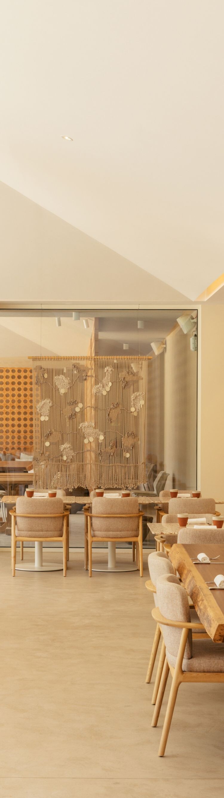 Restaurant, seating and wine display