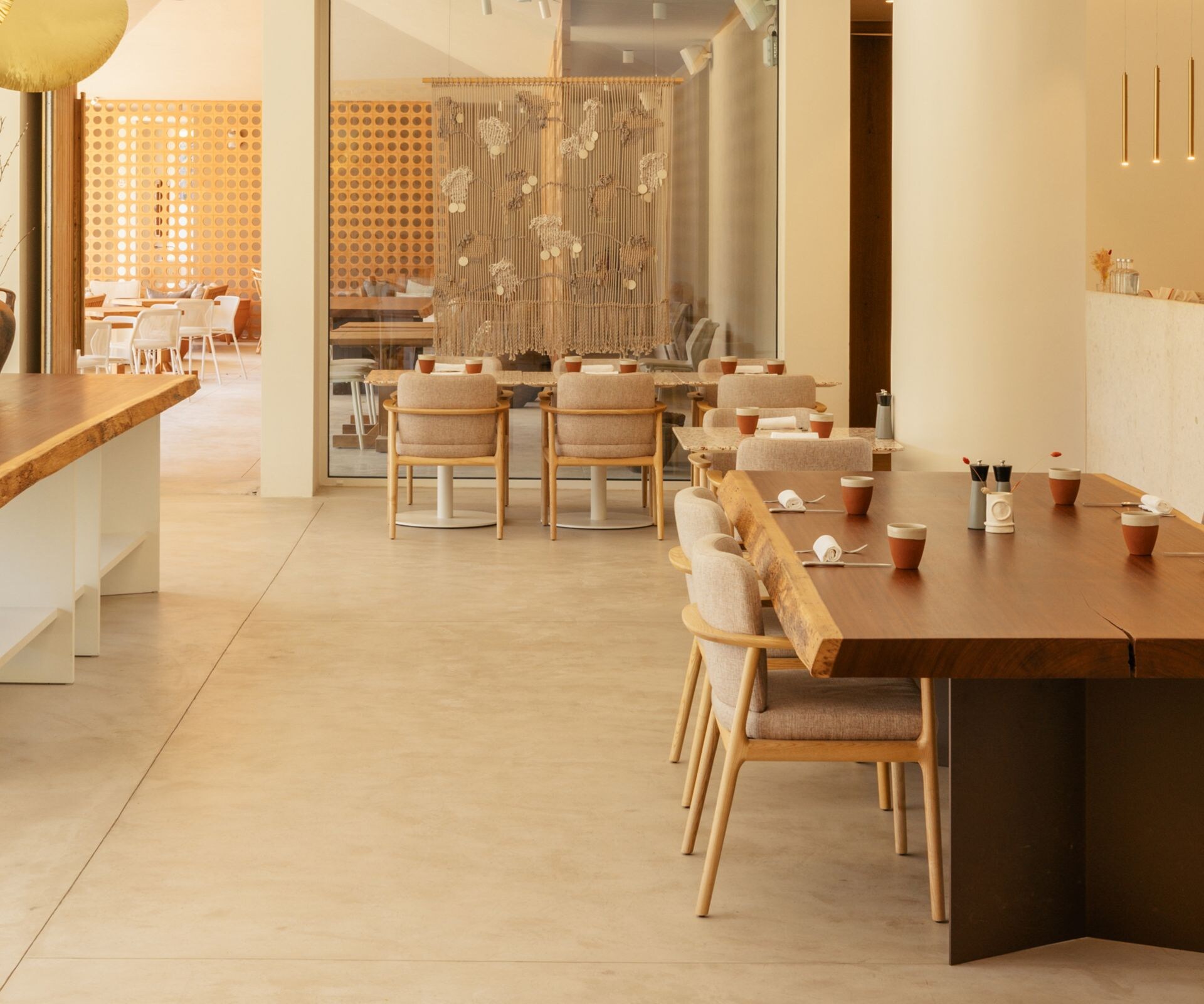 Restaurant, seating and wine display
