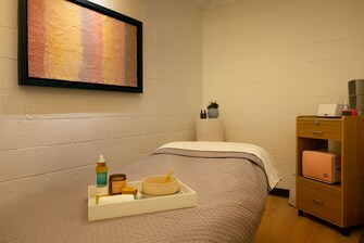 View of spa bed and products