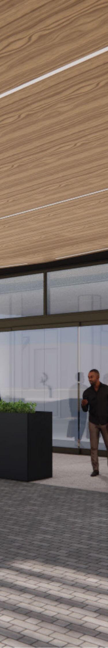 Modern building entrance with canopy