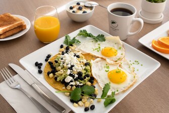 Breakfast tostada with eggs
