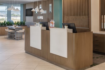 Front desk located in the lobby