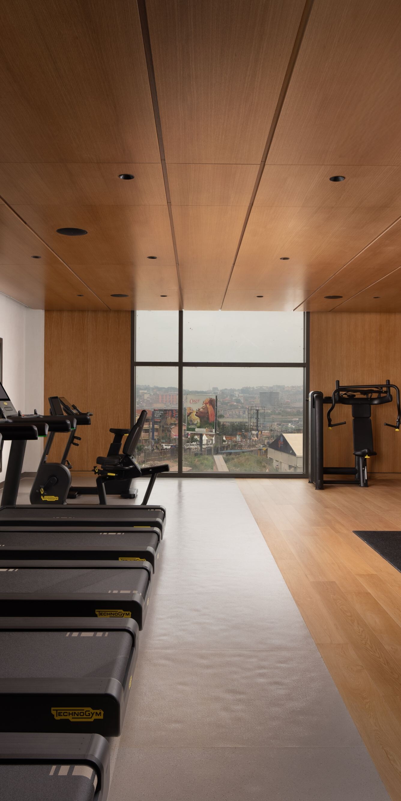 Fitness center with treadmills and views
