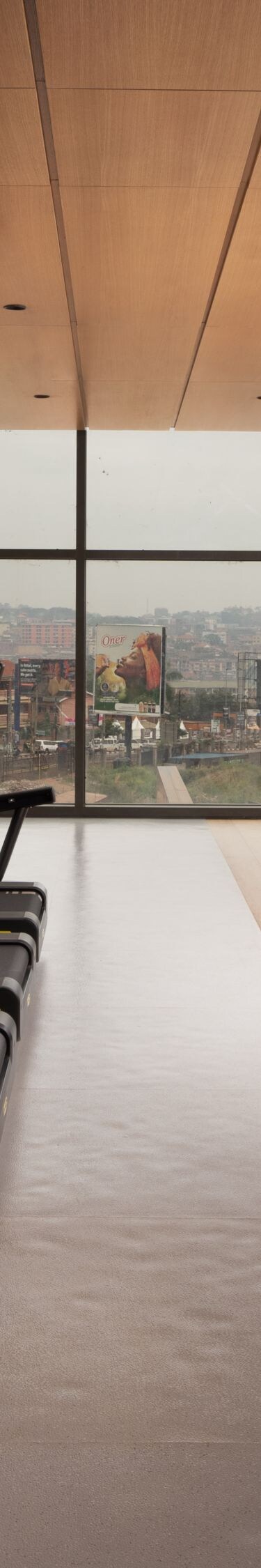 Fitness center with treadmills and views