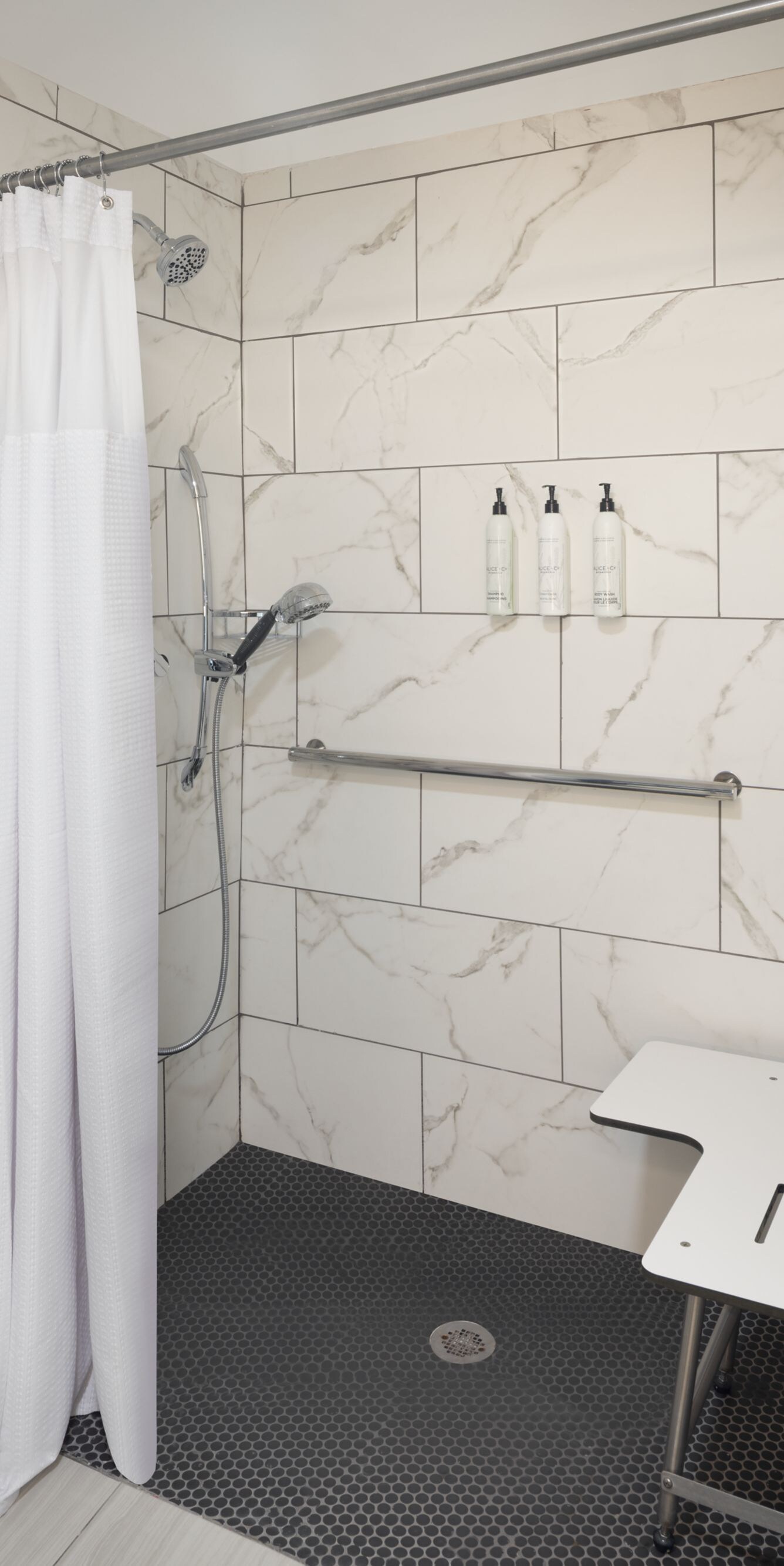 Bathroom with accessible roll-in shower