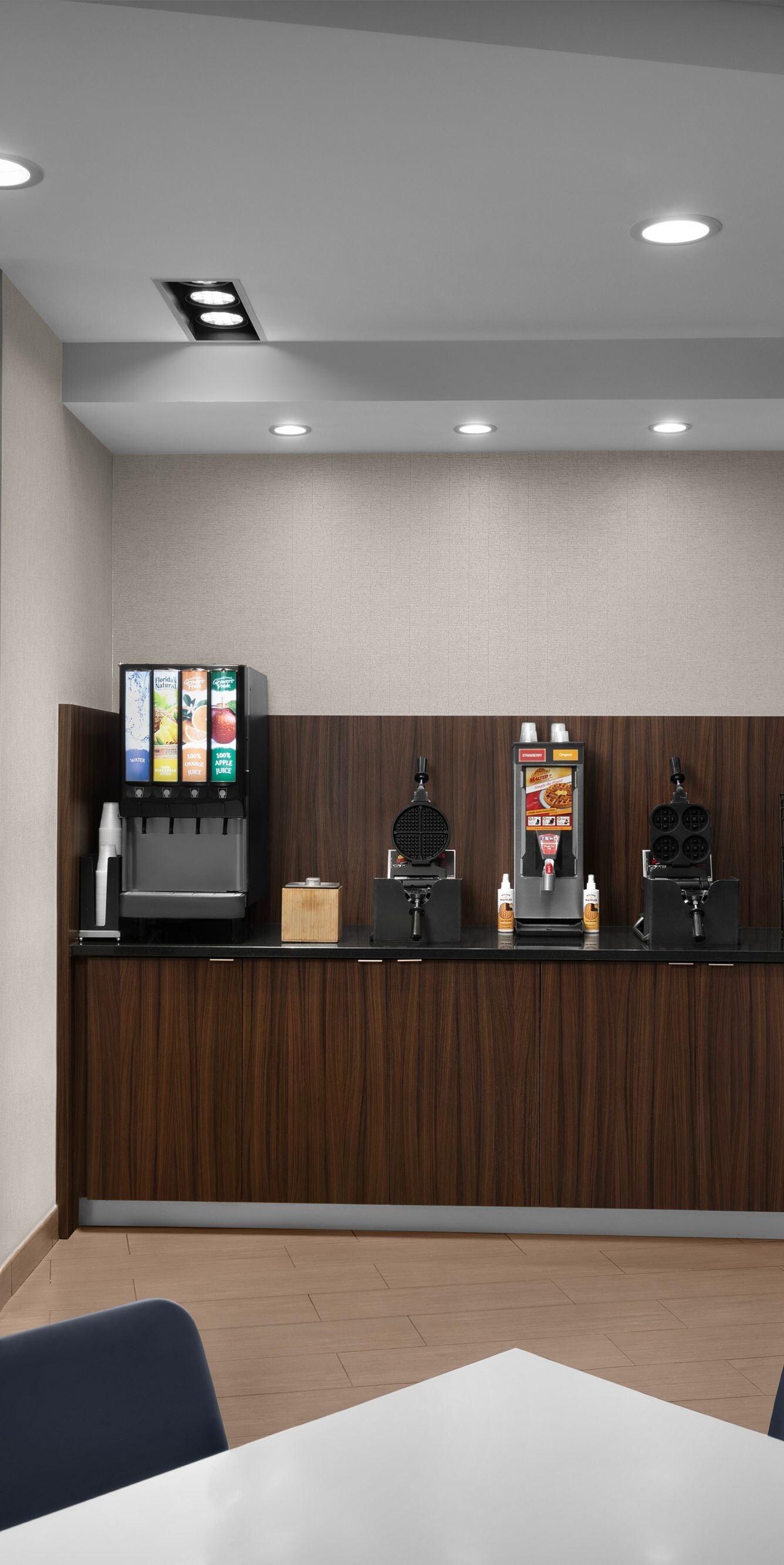 Hotel breakfast buffet with food selection