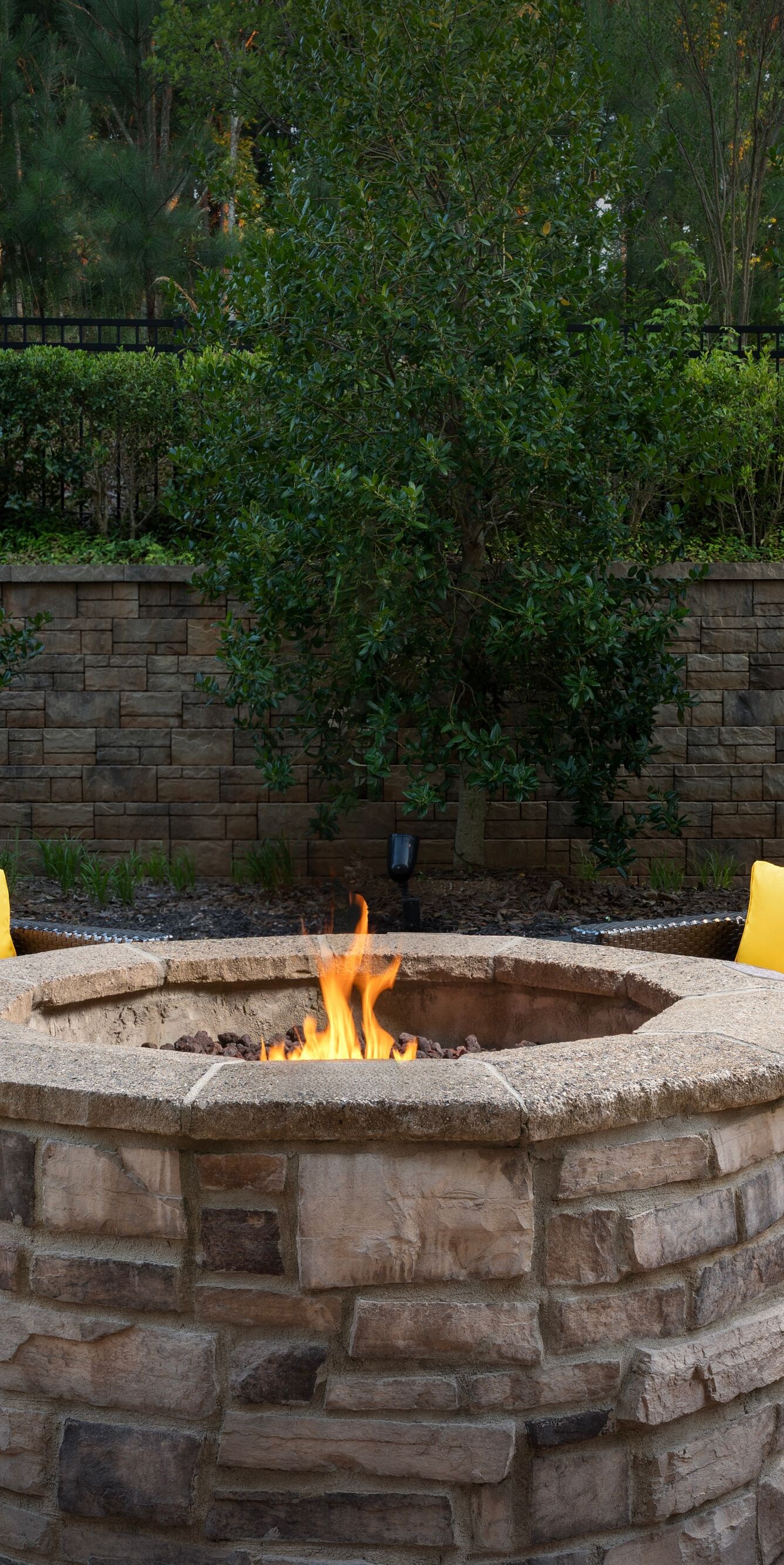 Outdoor firepit with surrounding seating