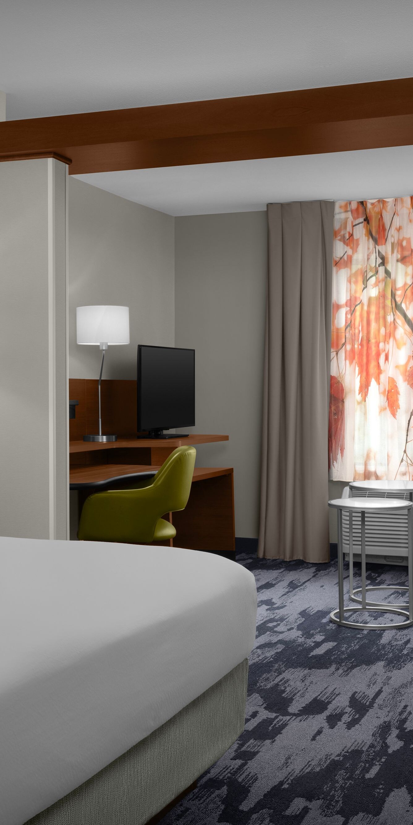 Wide view of king suite bedroom