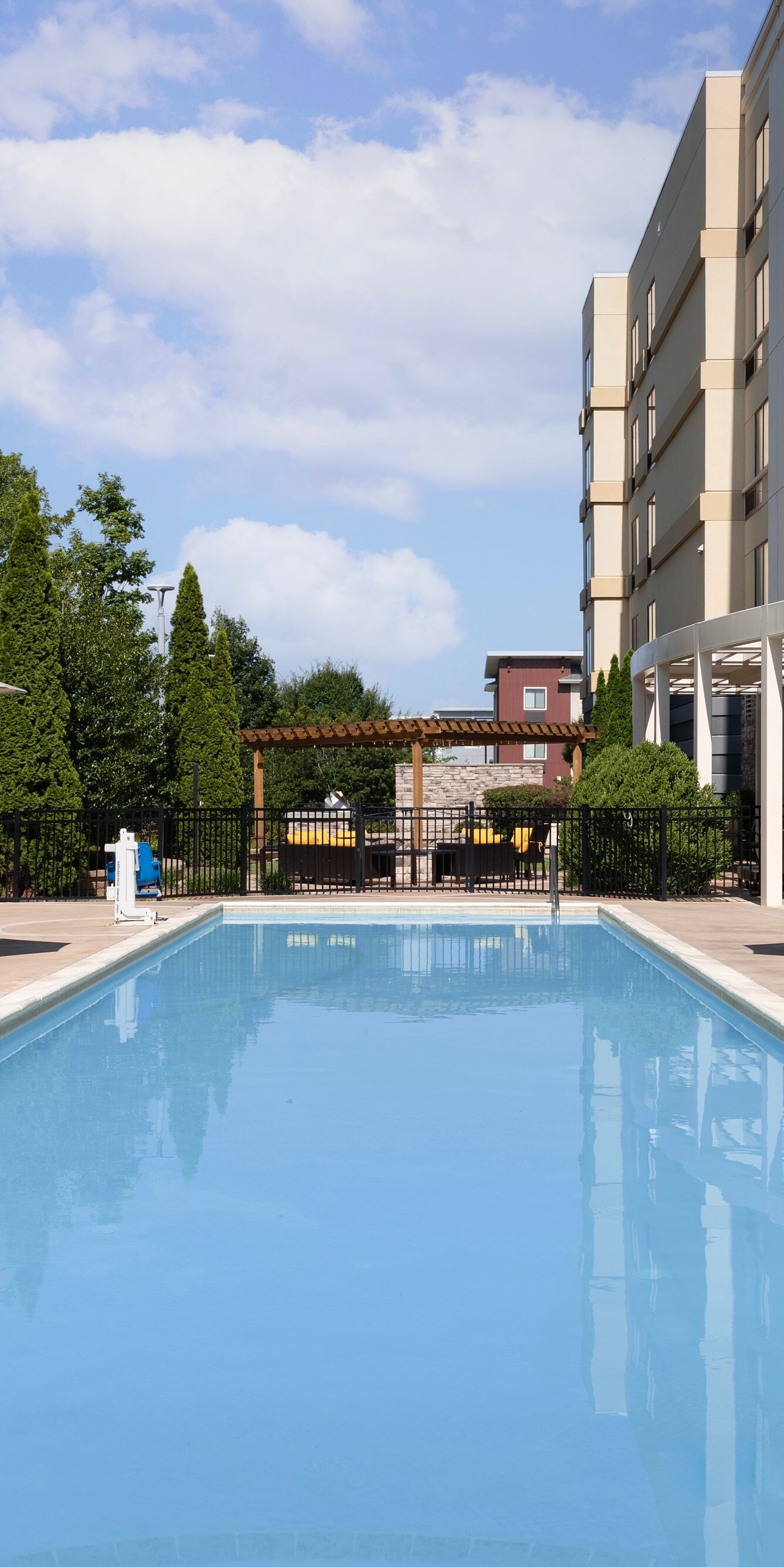 Hotel swimming pool and lounge area
