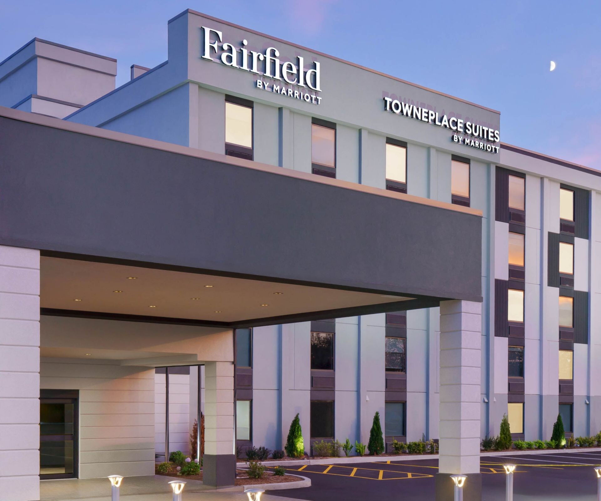 Exterior of Hotel at Dusk