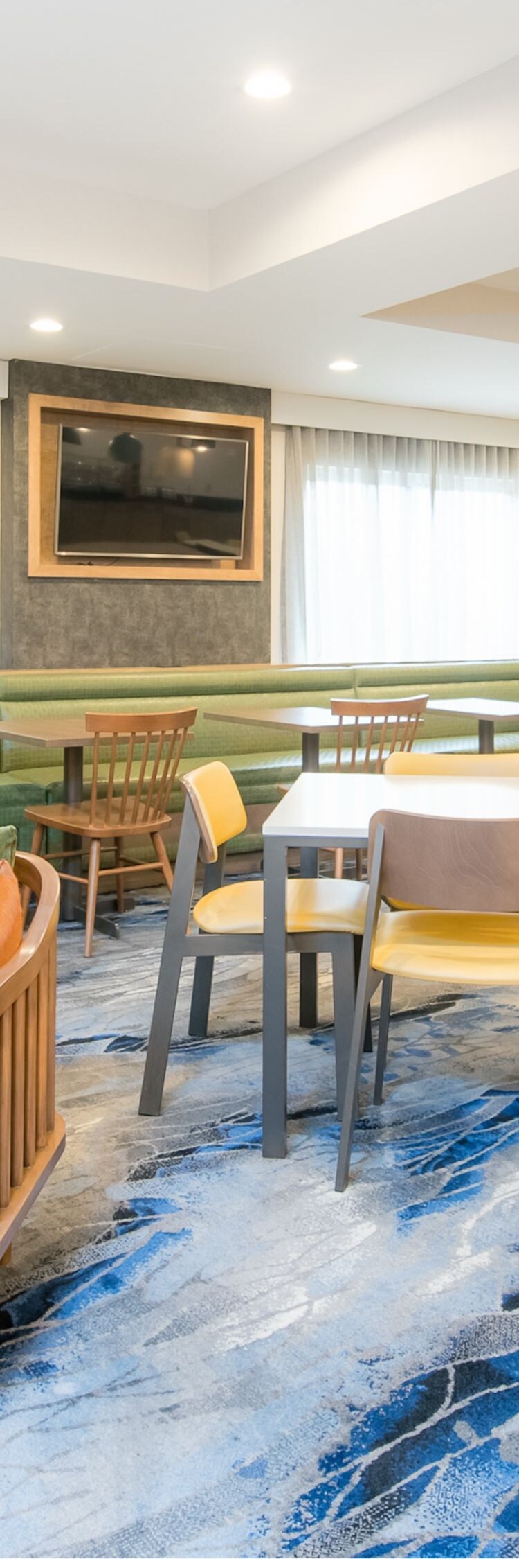 Lobby seating area and tv