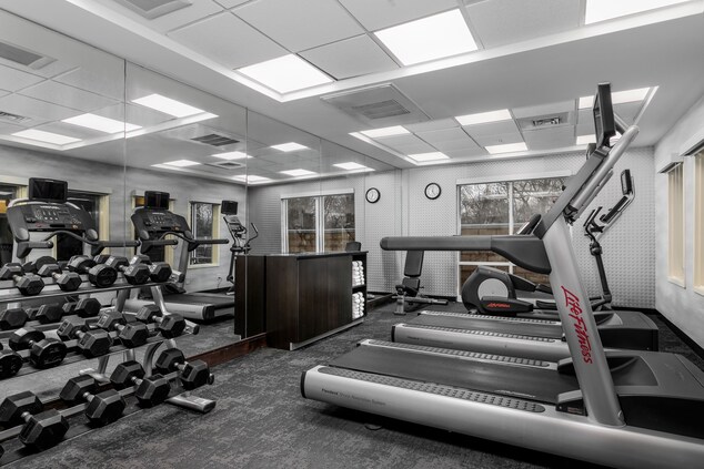 Fitness center with free weights and machines