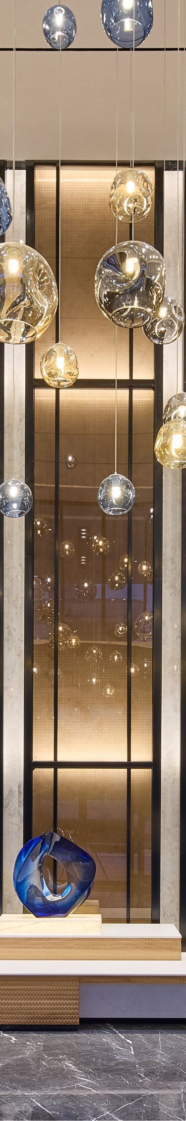 The hotel lobby with a strong sense of design