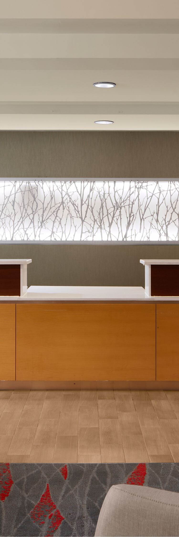 Expansive view of front desk