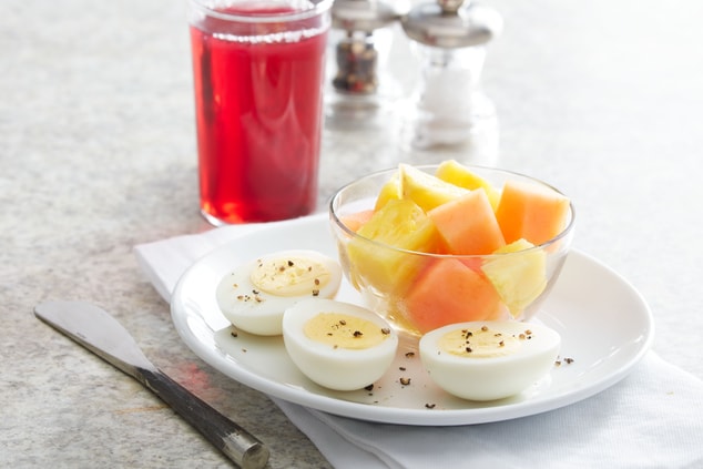 Hard Boiled Egg and Fruit Breakfast