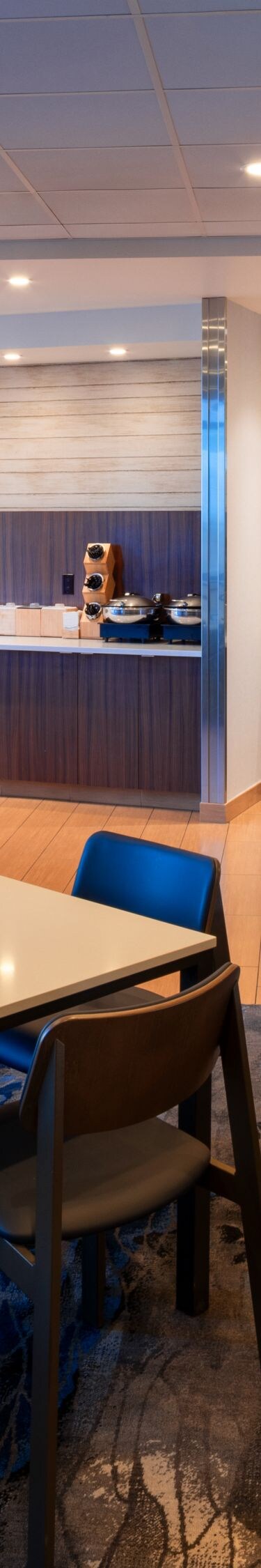 Complimentary breakfast buffet with food stations 