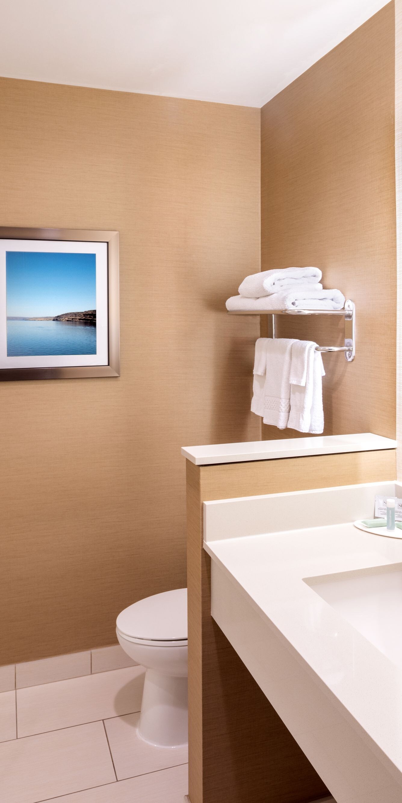 Standard bathroom with shower.