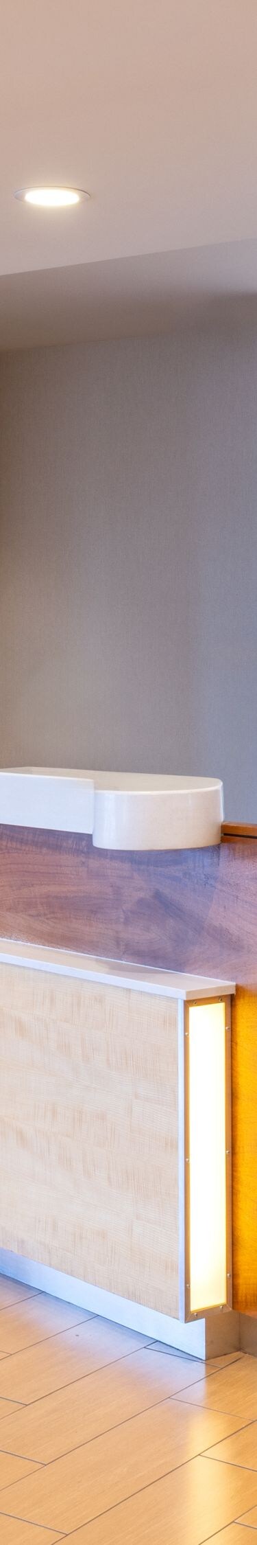 Hotel front desk and lobby market with grab-and-go