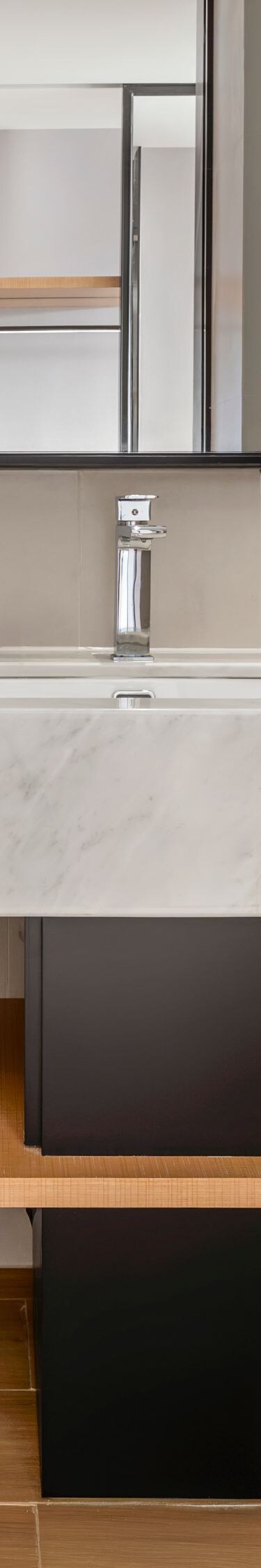 Bathroom with vanity, toilet, and mirror