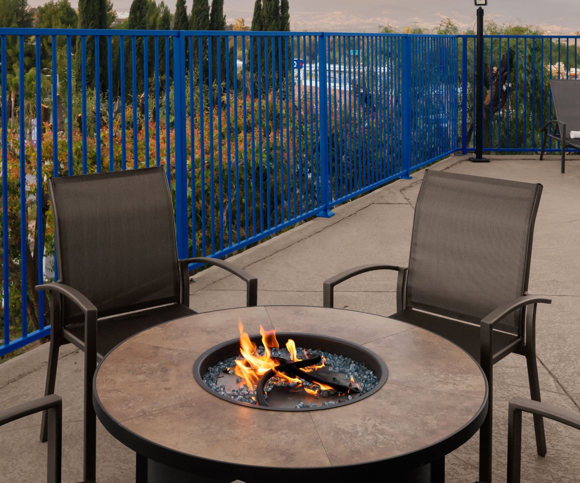 Hotel firepit and Santa Clarita Views