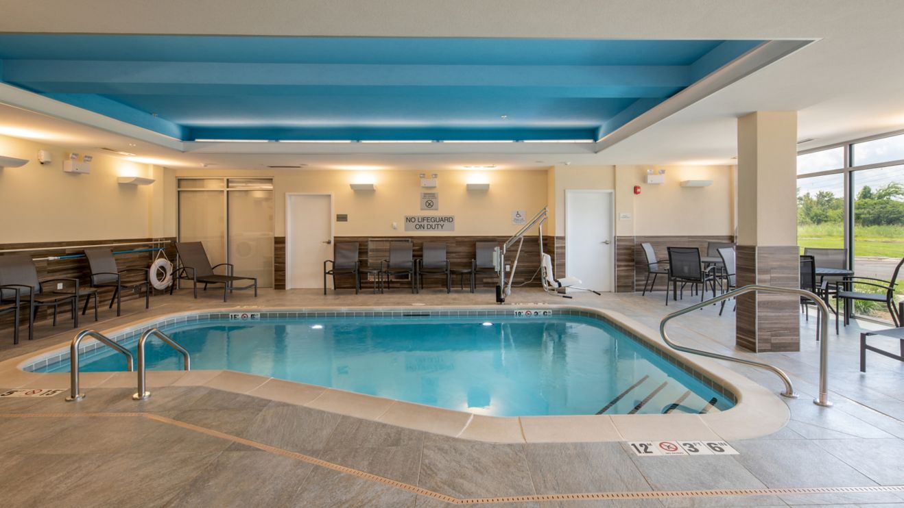 A pool located indoors 